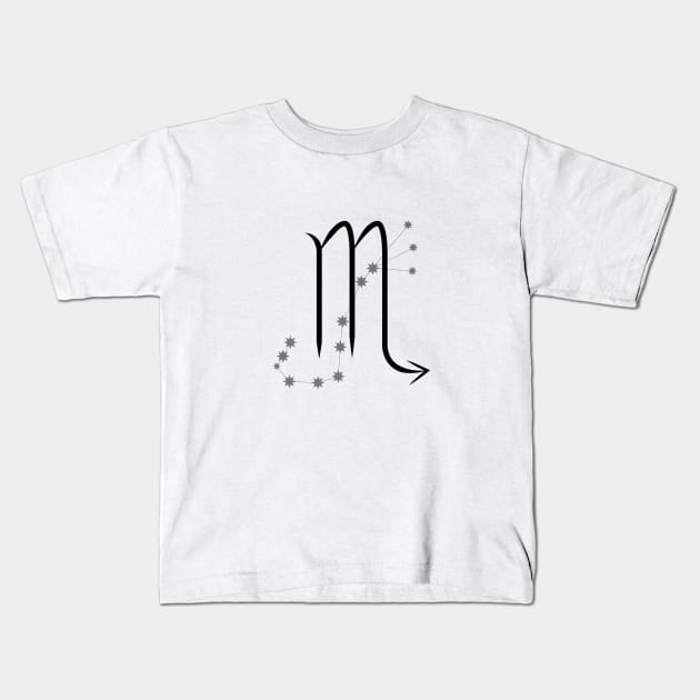 Scorpio - Zodiac Sign Symbol and Constellation Kids T-Shirt by Red Fody